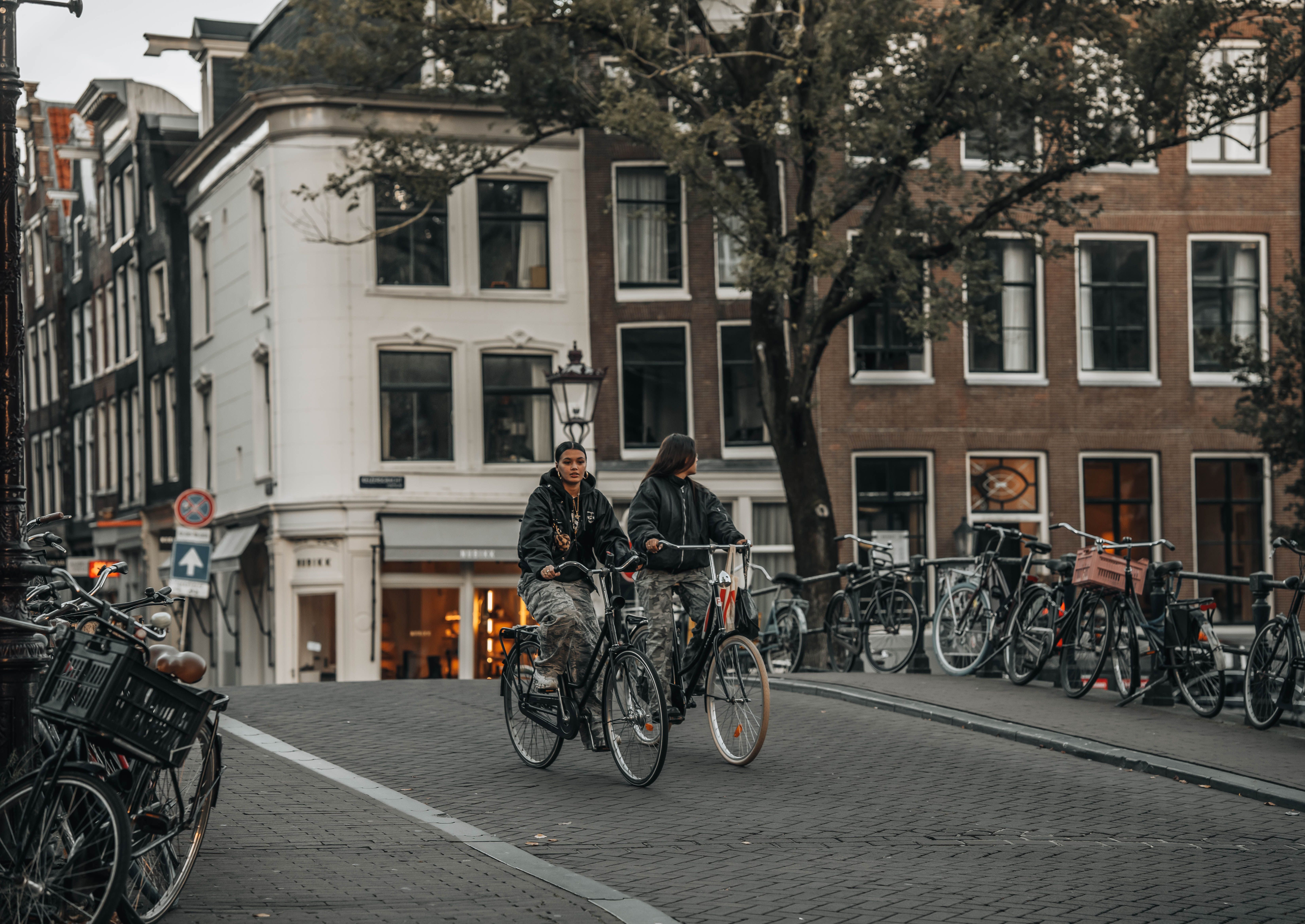a typical cycling scene in Netherlands